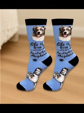 Australian Shepherd Dog Socks - Blue